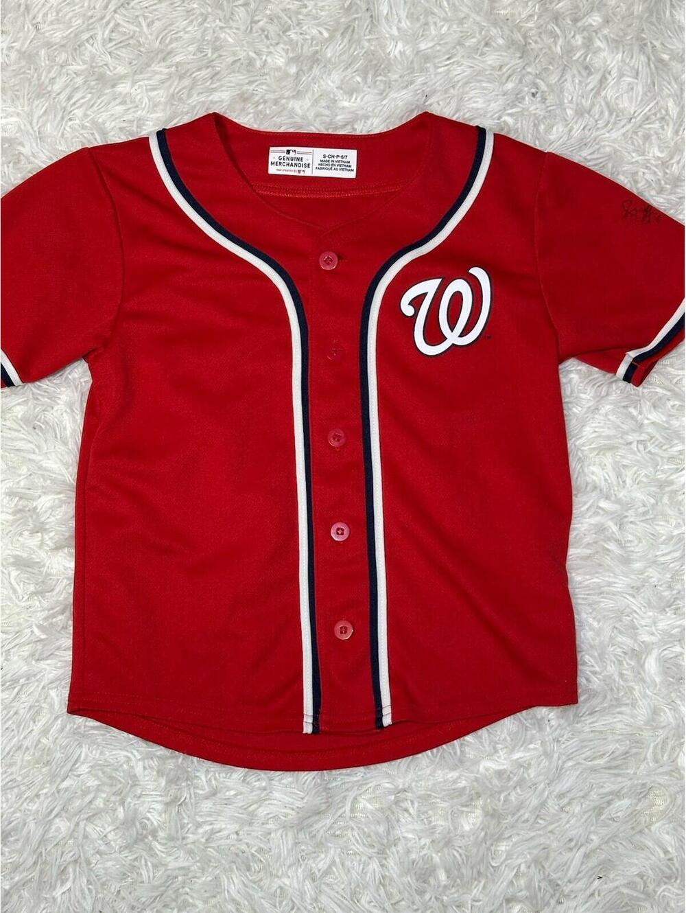 Washington NationalsJersey Youth Sz Small (6-7) Baseball MLB Authentic Read*